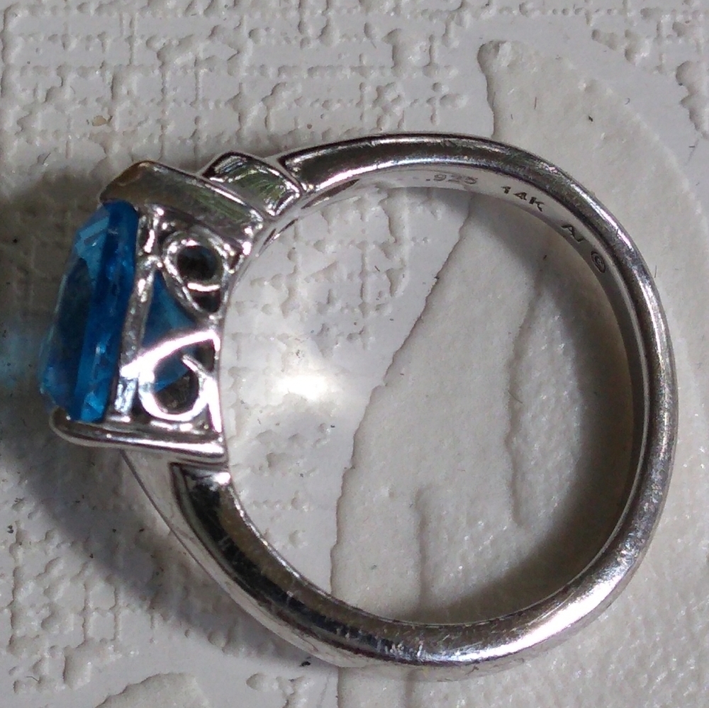 AV 925 + 14K Topaz Diamond Ring ALWAND VAHAN - Picture 5 of 16